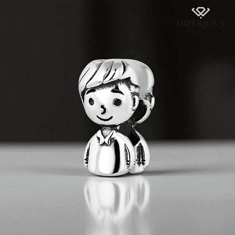 Silver father figure bead