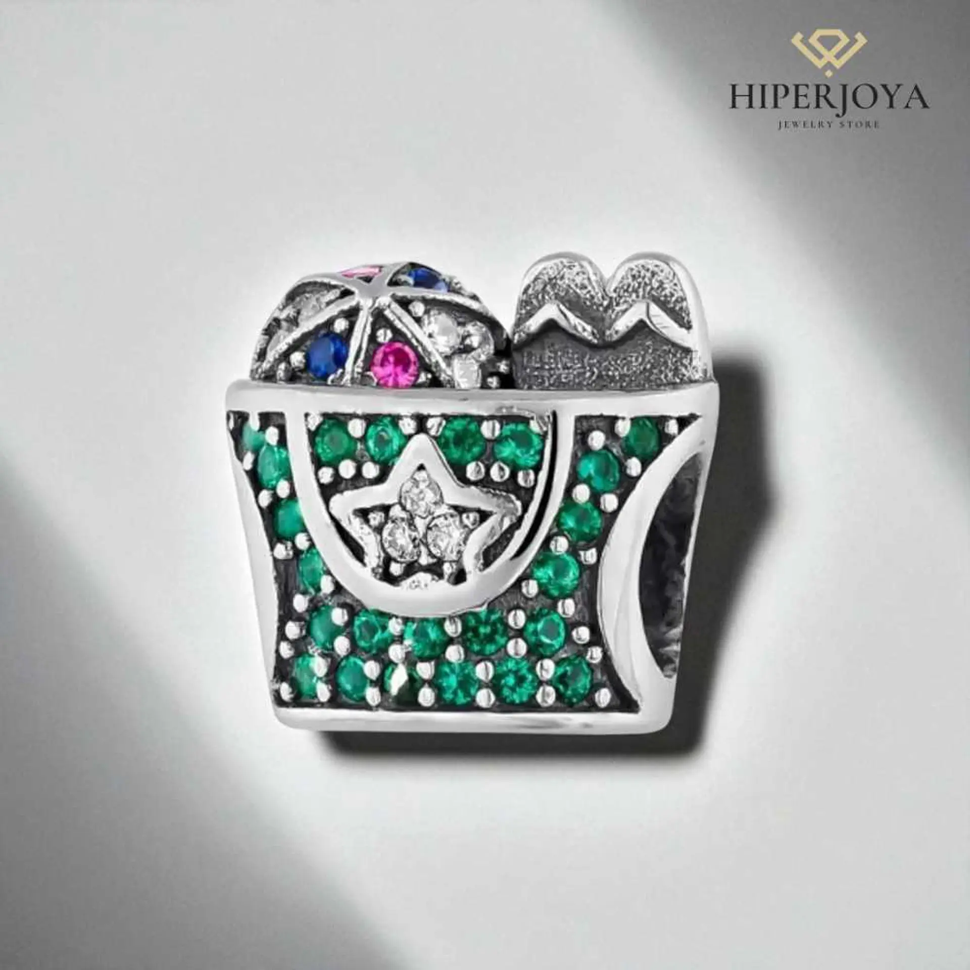 Silver beach bag charm 2