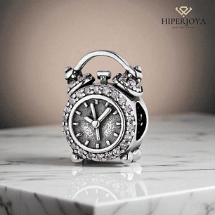 Silver alarm clock charm