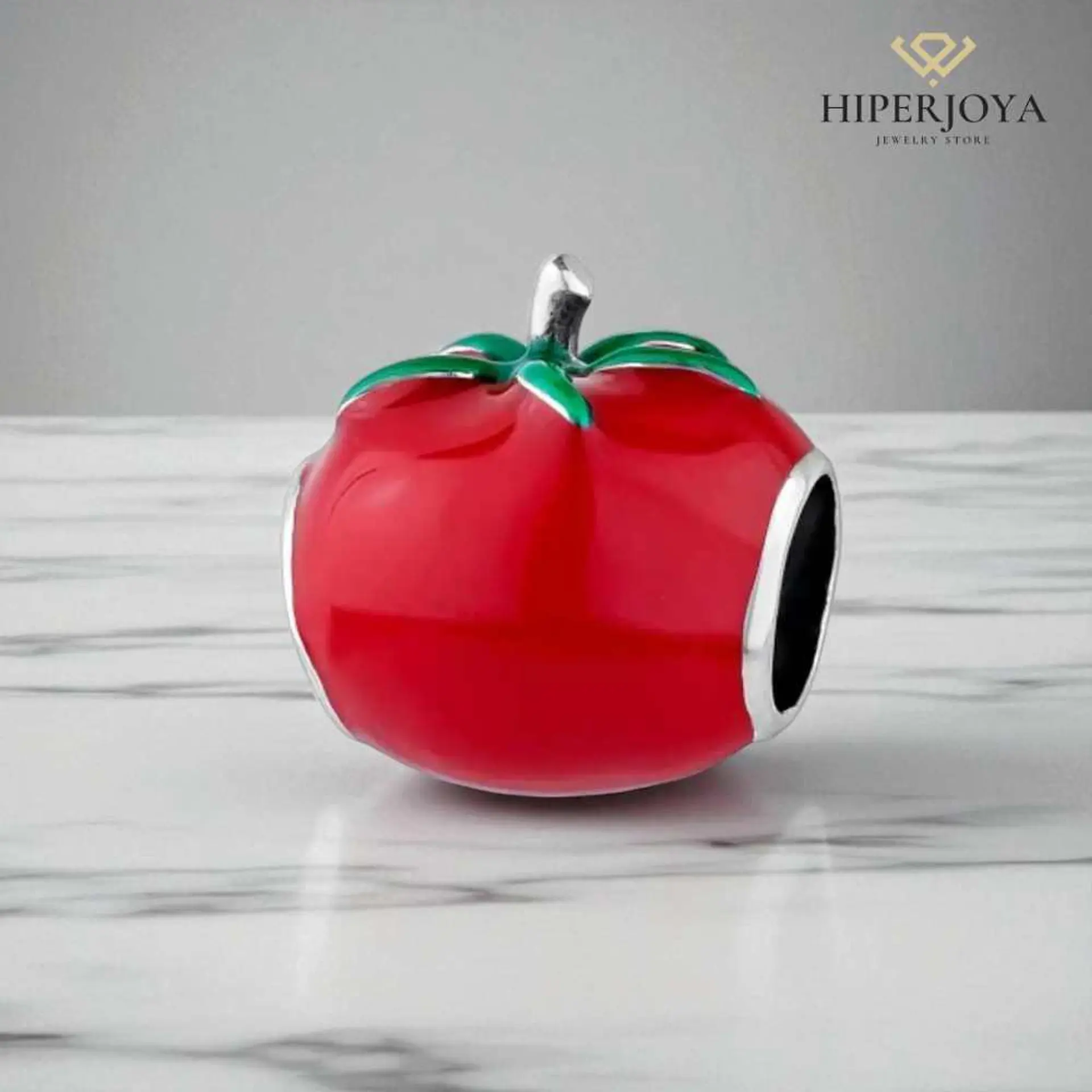 Silver tomato bead 2