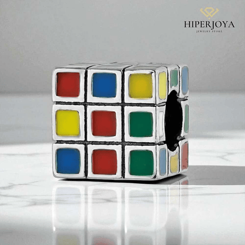 Abalorio cubo de rubik plata