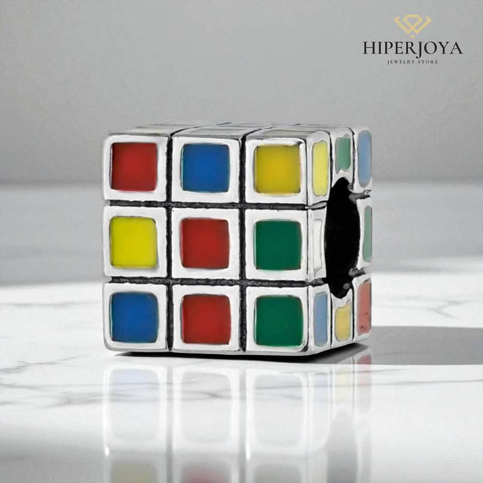 Rubik's Cube silver bead 2