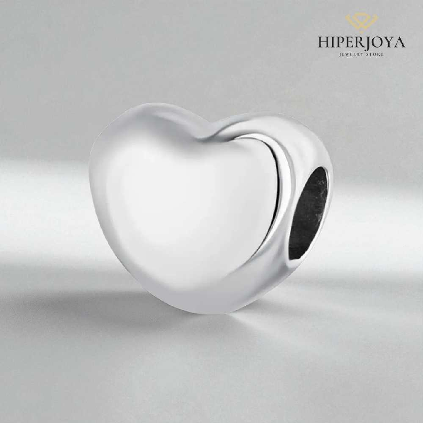 Silver heart bead  2