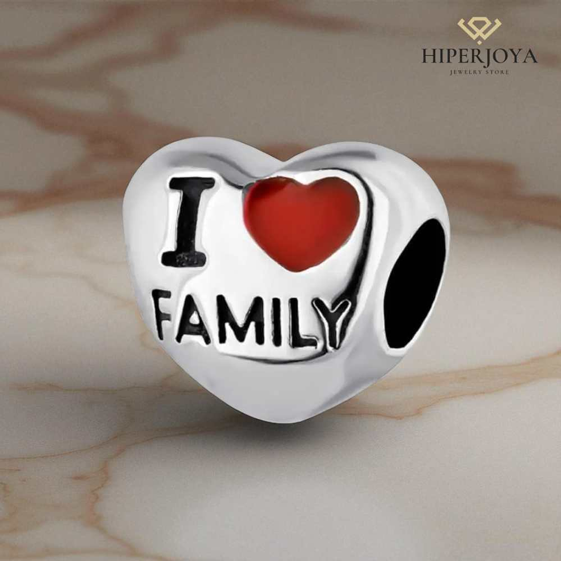 Abalorio I Love Family plata 3