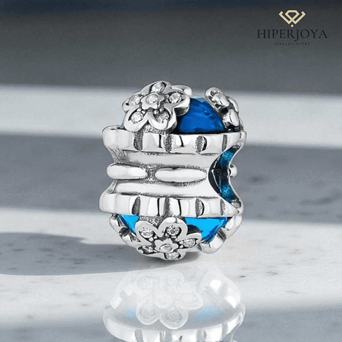 Silver freshwater pearl and butterfly flower bead