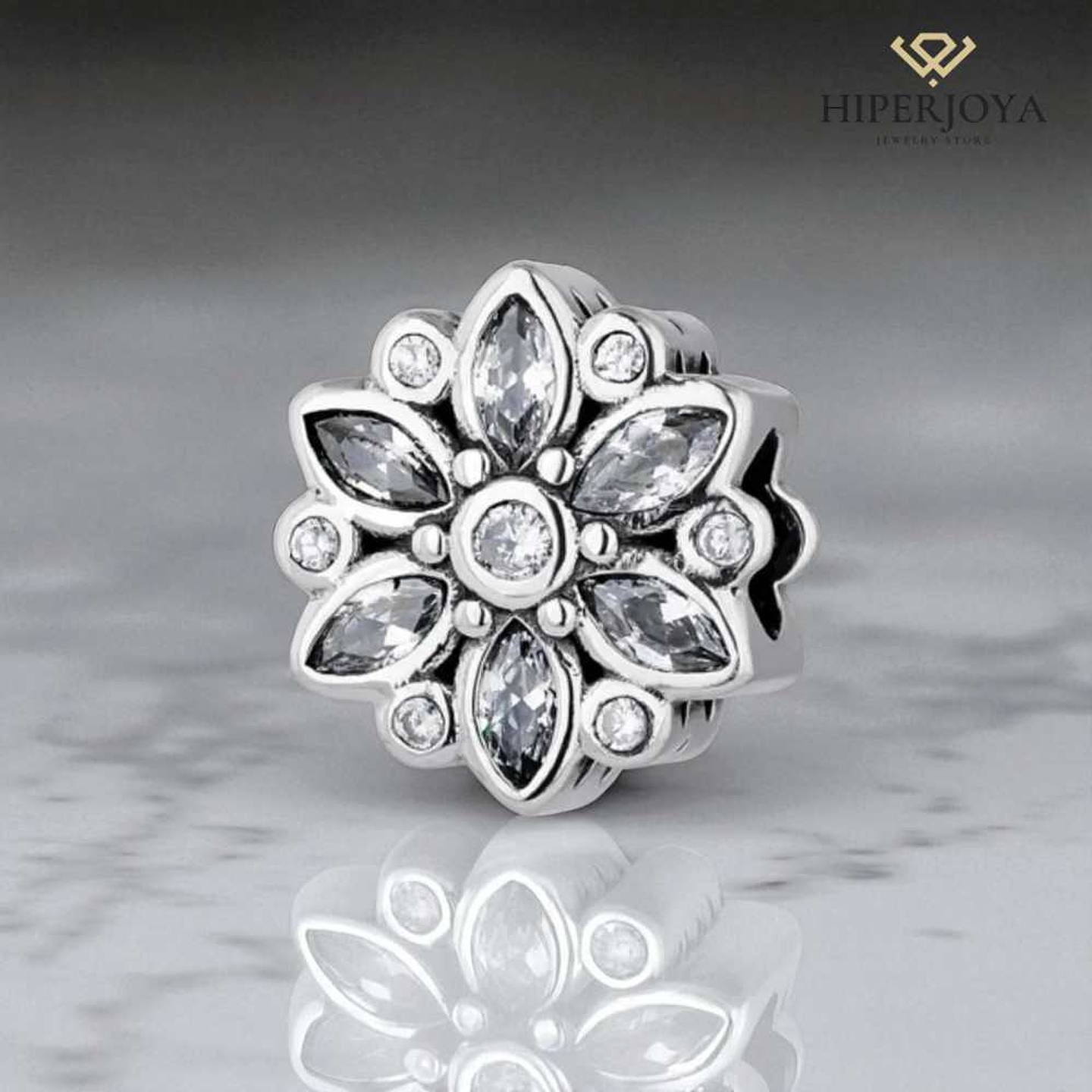 Silver-grey flower bead 2