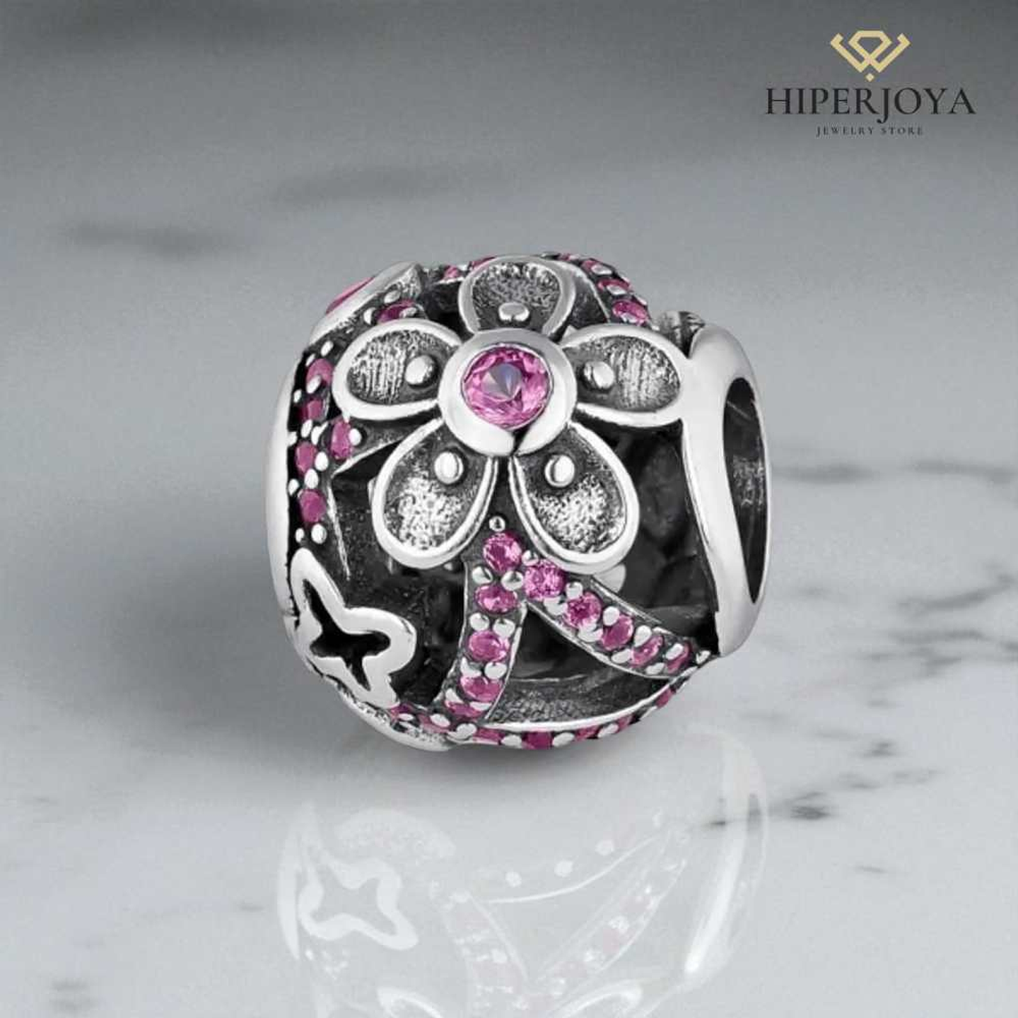 Silver daisy bead  2