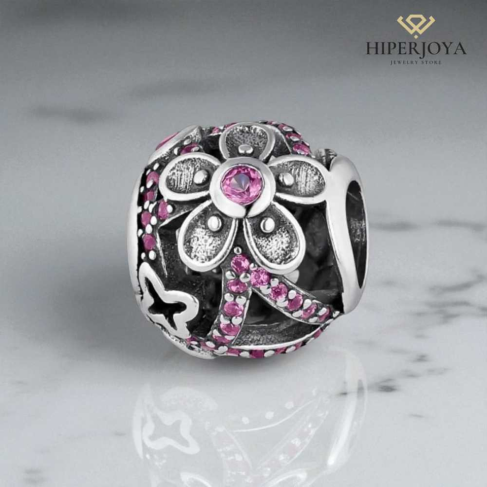 Silver daisy bead  2