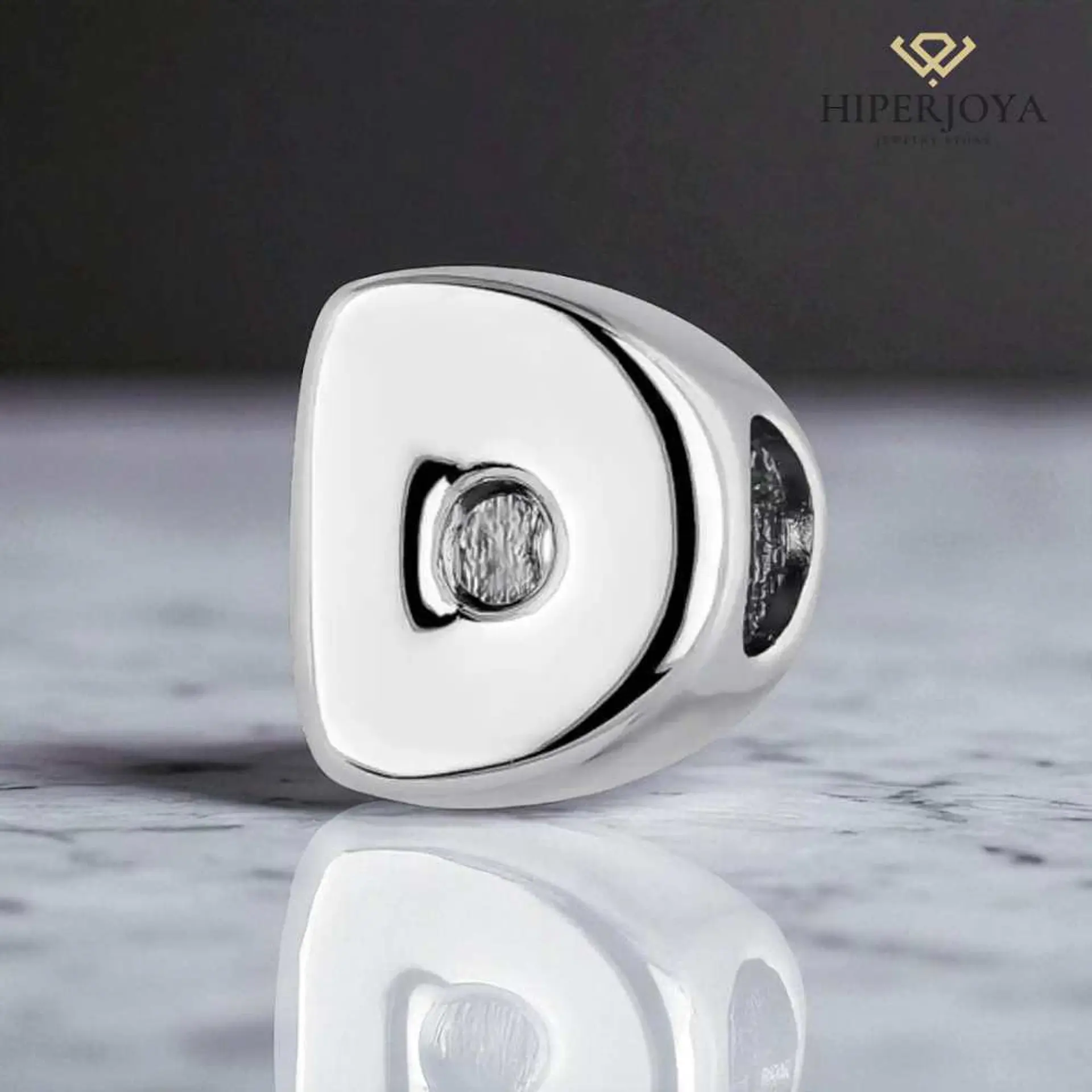 Silver initial D bead 2