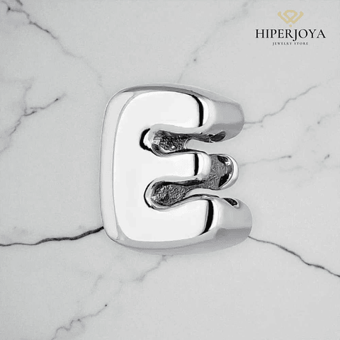 Silver initial E bead 