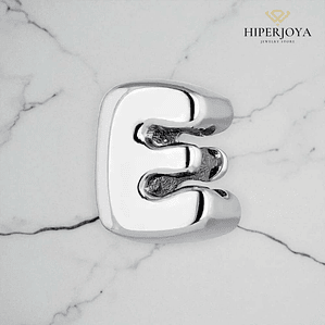 Silver initial E bead 