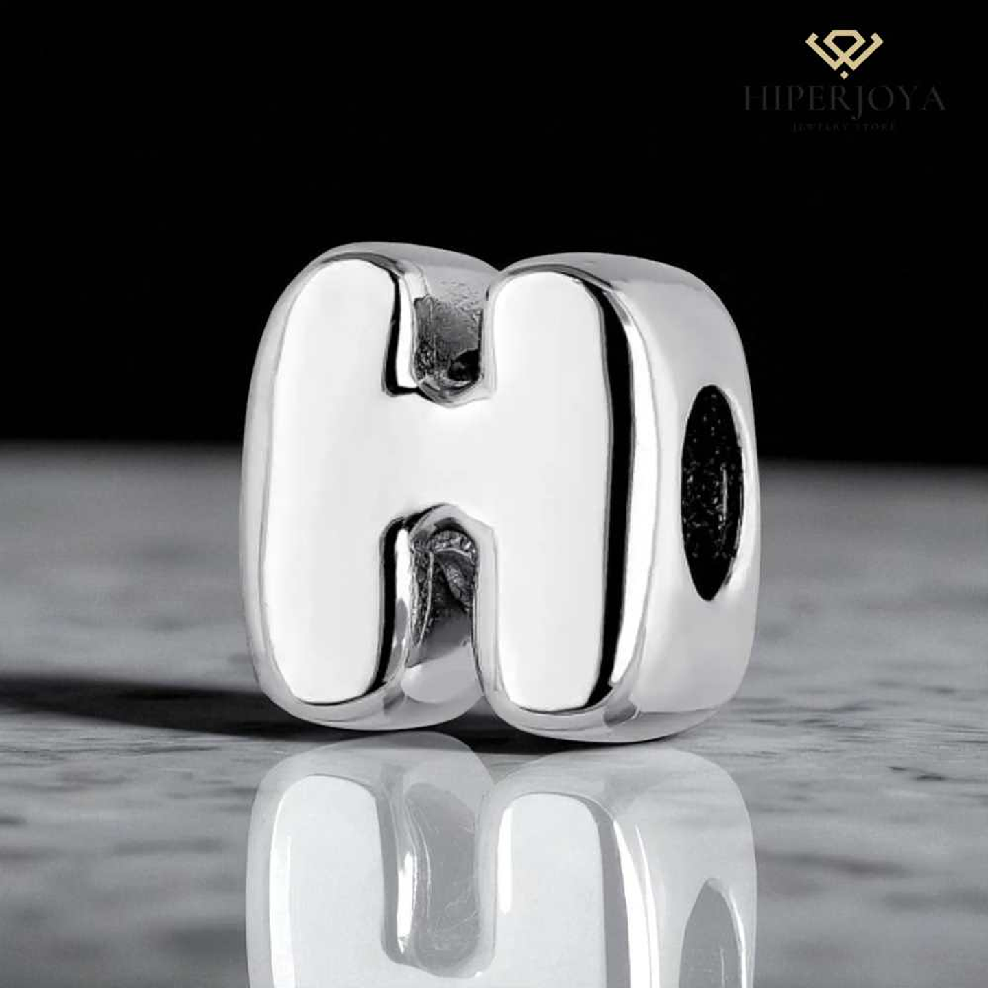 Silver H initial bead 2