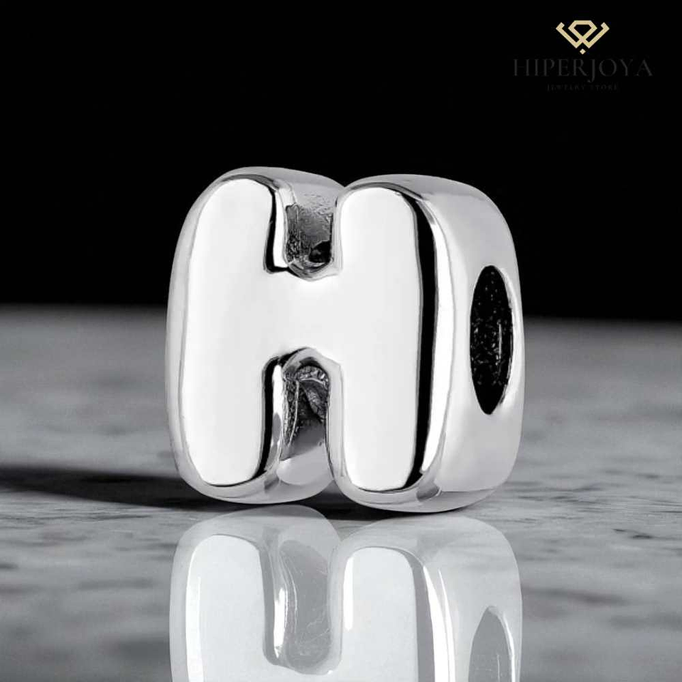 Silver H initial bead 2