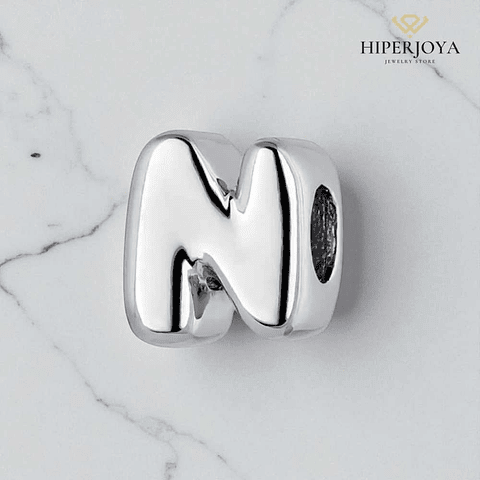 Abalorio inicial N plata