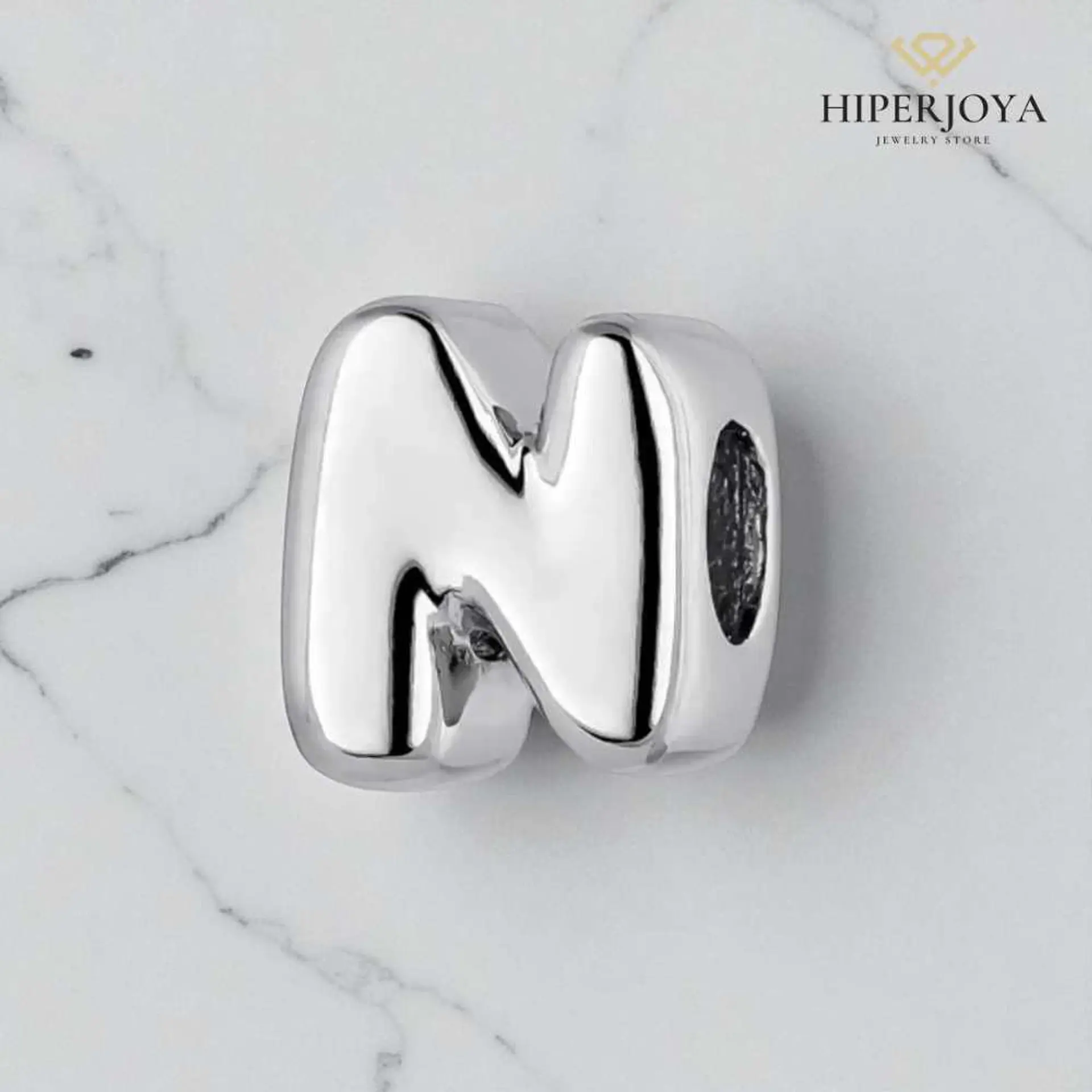 Abalorio inicial N plata 2