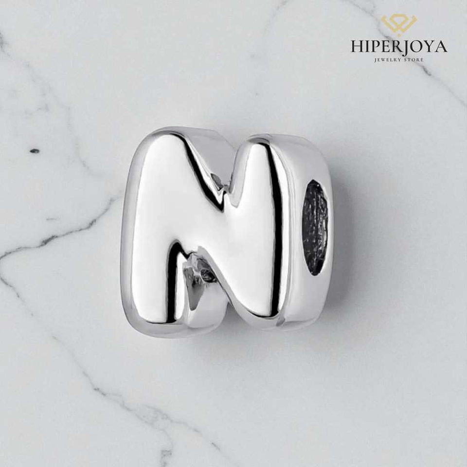 Silver initial N bead 2