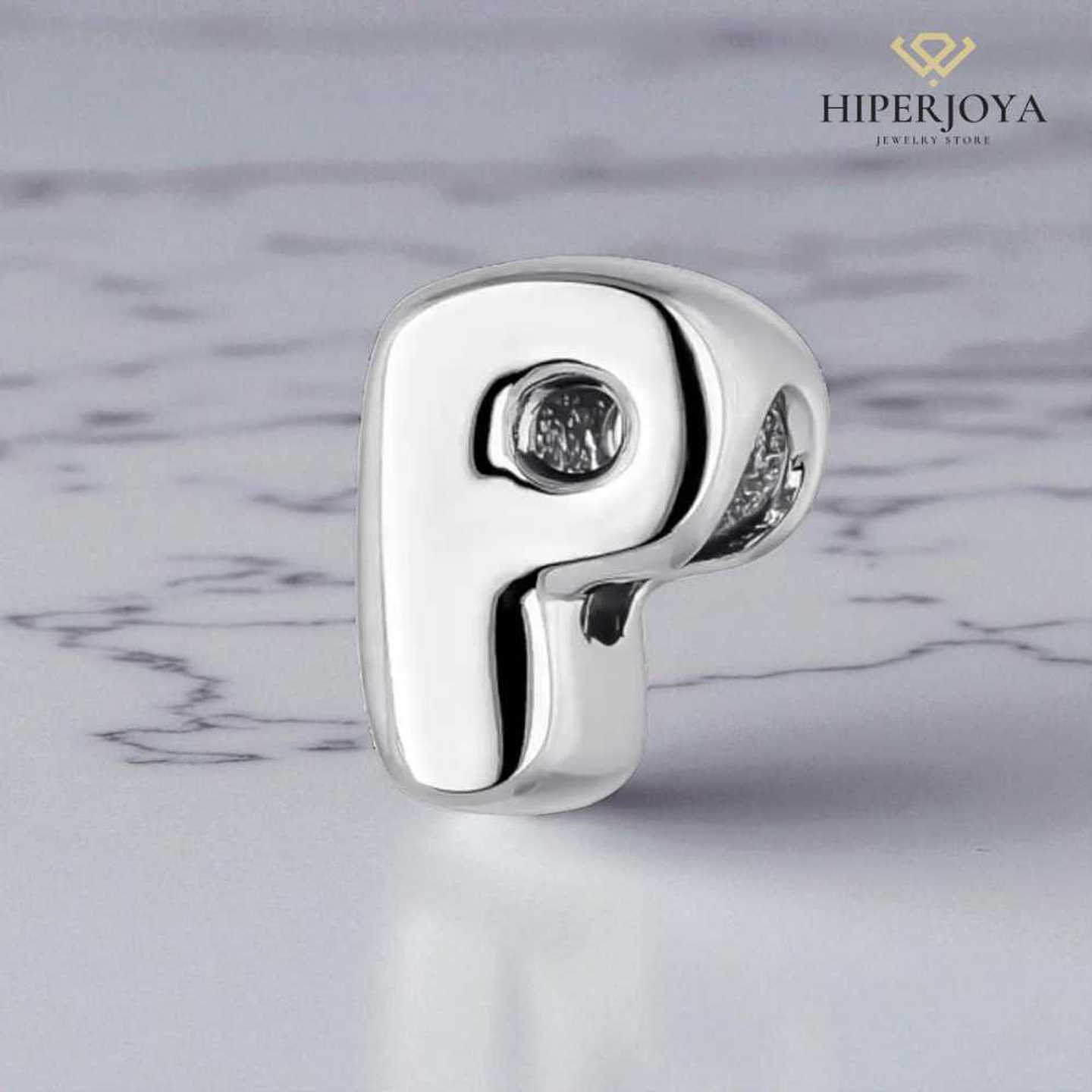 Silver initial P bead  2
