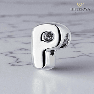 Silver initial P bead 