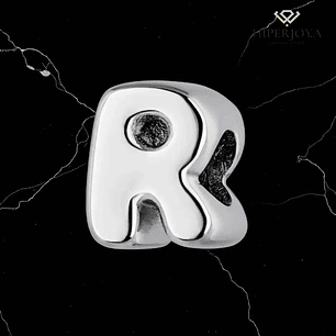 Silver R initial bead