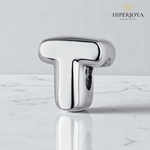 Abalorio inicial T plata