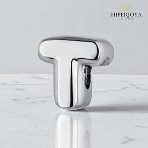 Silver T initial bead