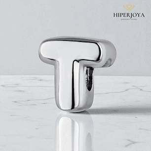 Silver T initial bead