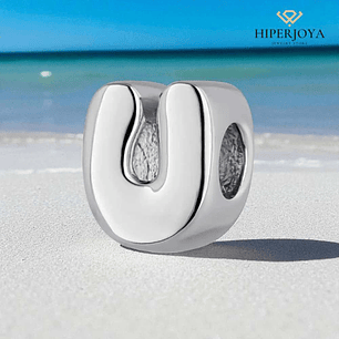 Silver U-shaped initial bead