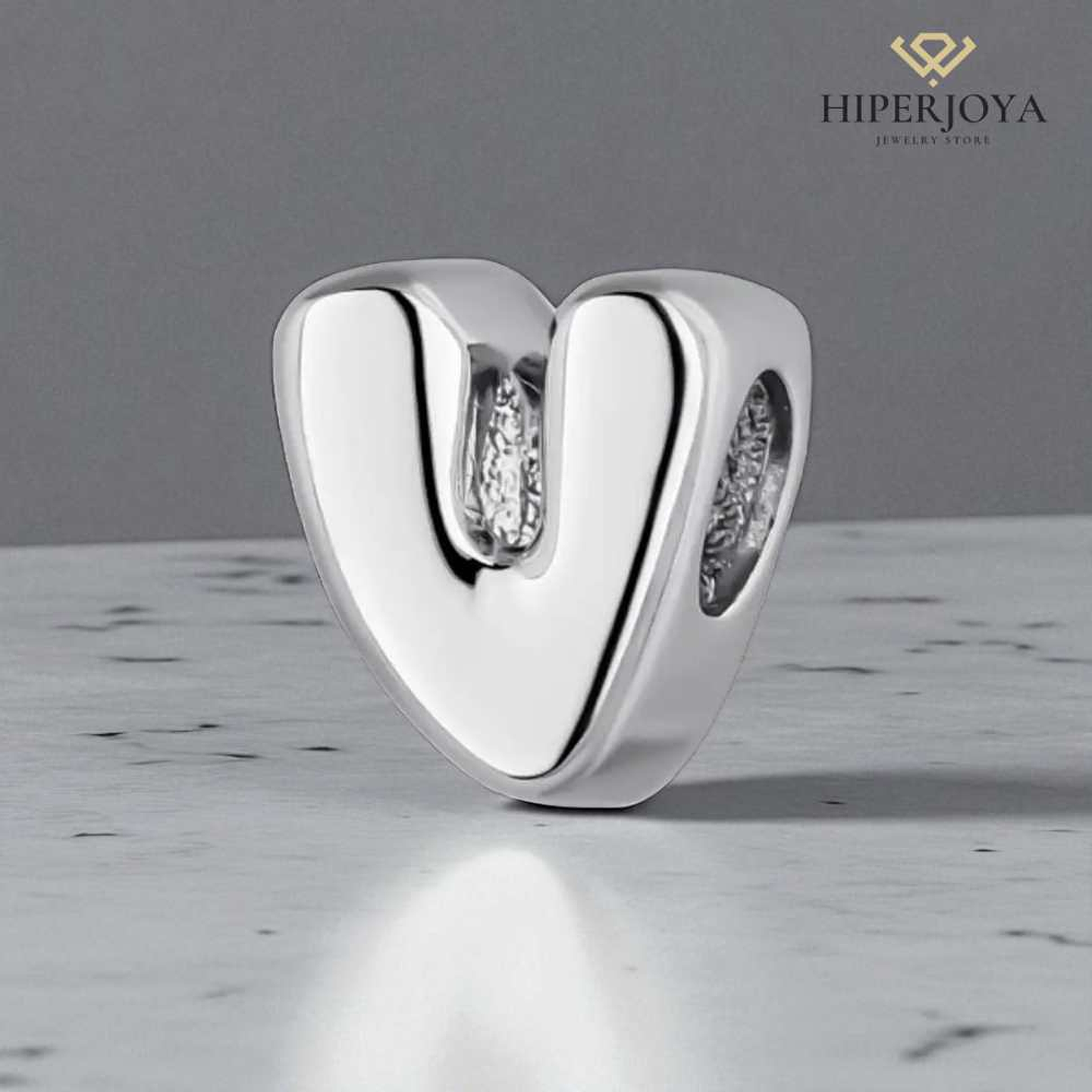 Silver initial V bead 2