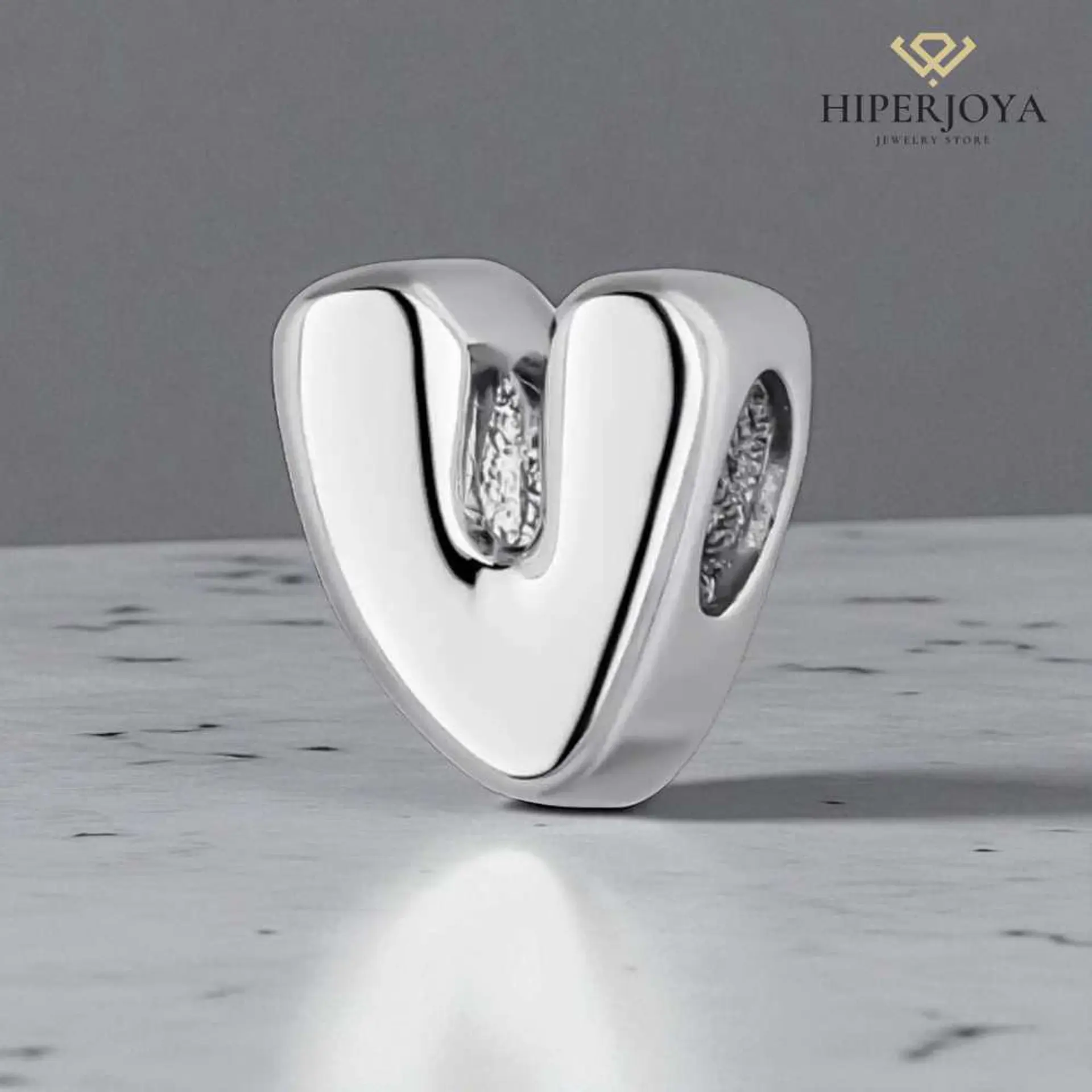 Silver initial V bead 2