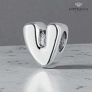 Silver initial V bead