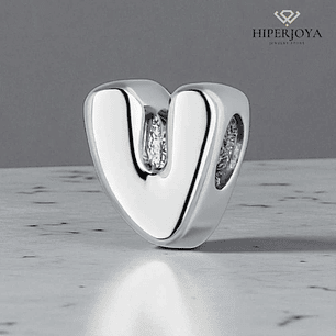 Silver initial V bead