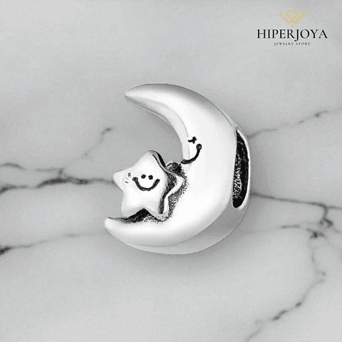 Abalorio luna y estrella plata