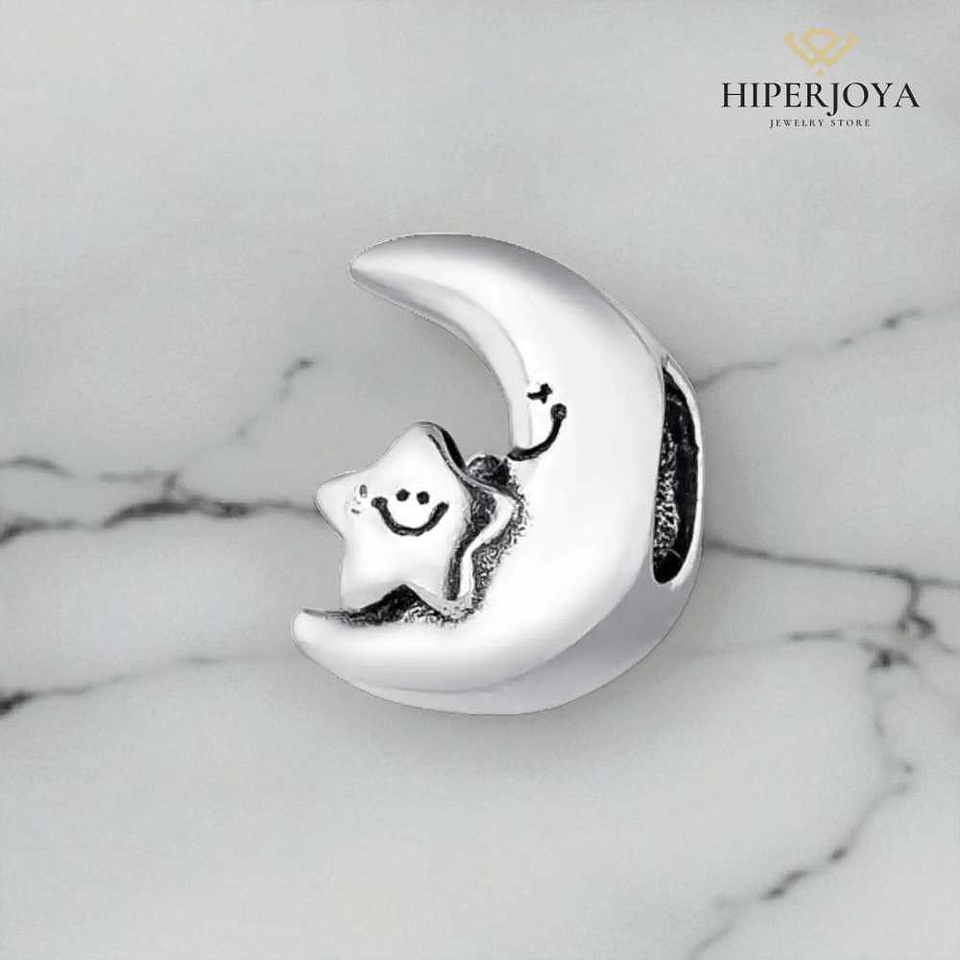 Abalorio luna y estrella plata 2