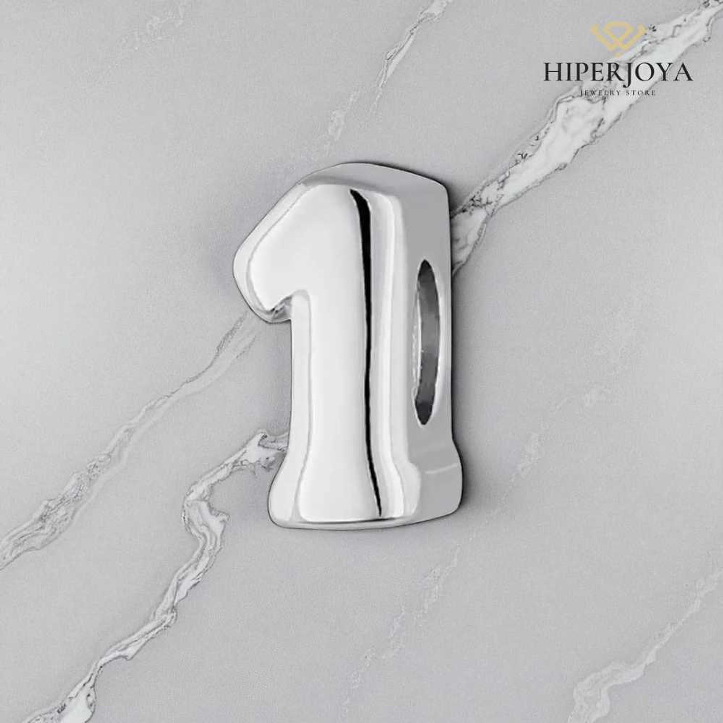 Abalorio número uno plata  2