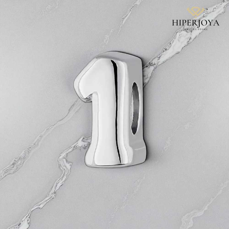 Abalorio número uno plata  2