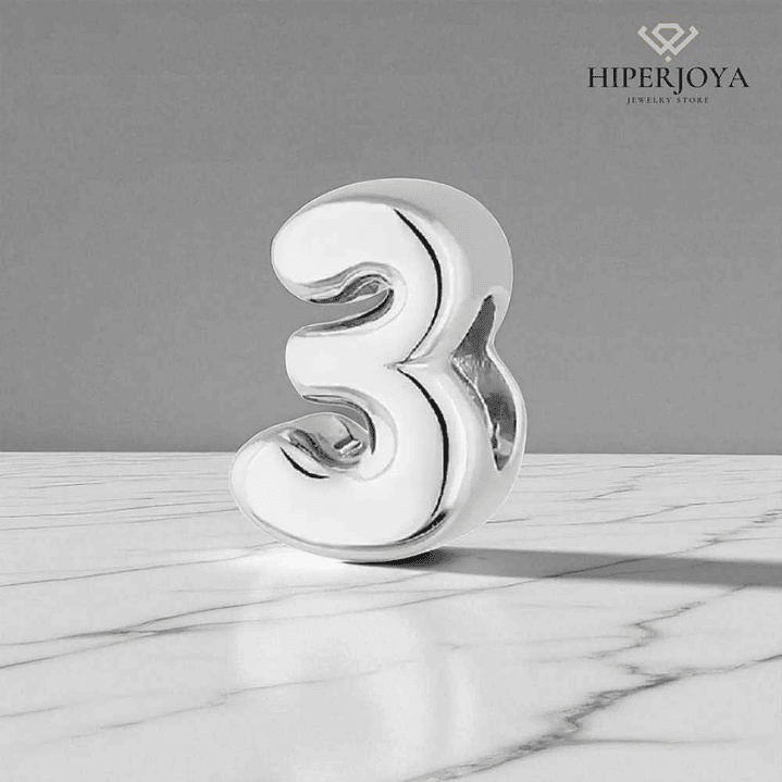 Abalorio número tres plata 2