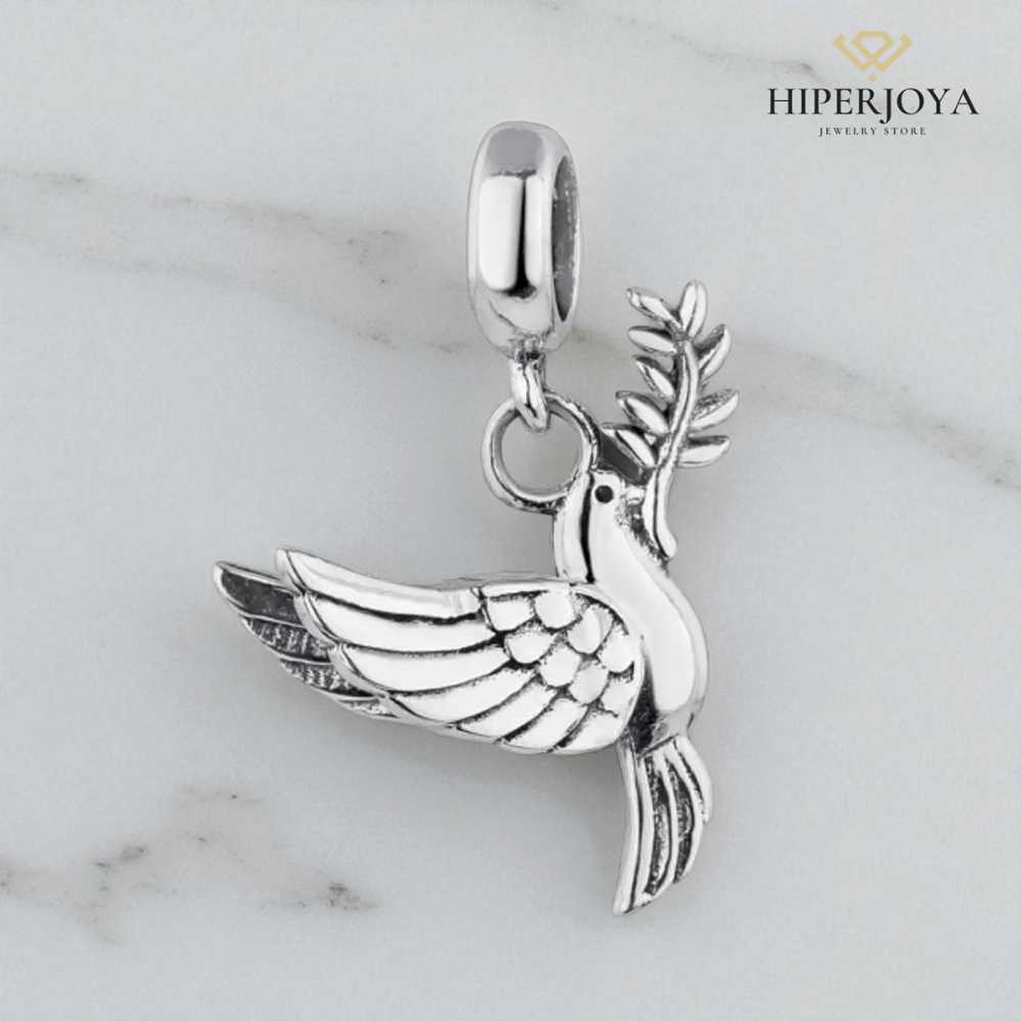 Abalorio comunión paloma de la paz plata 2