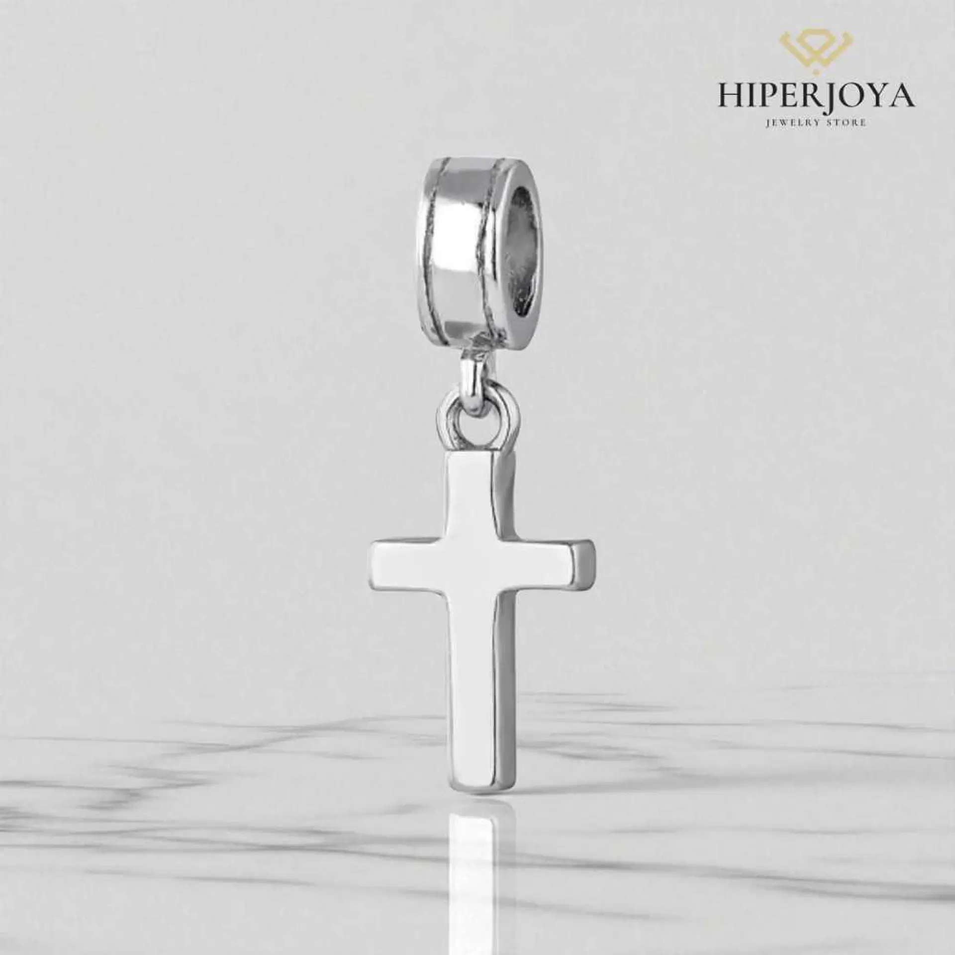 Silver cross bead  2