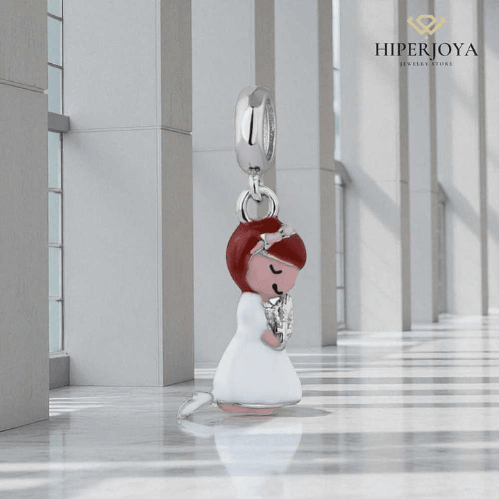 Abalorio niña comunión rezando plata 2