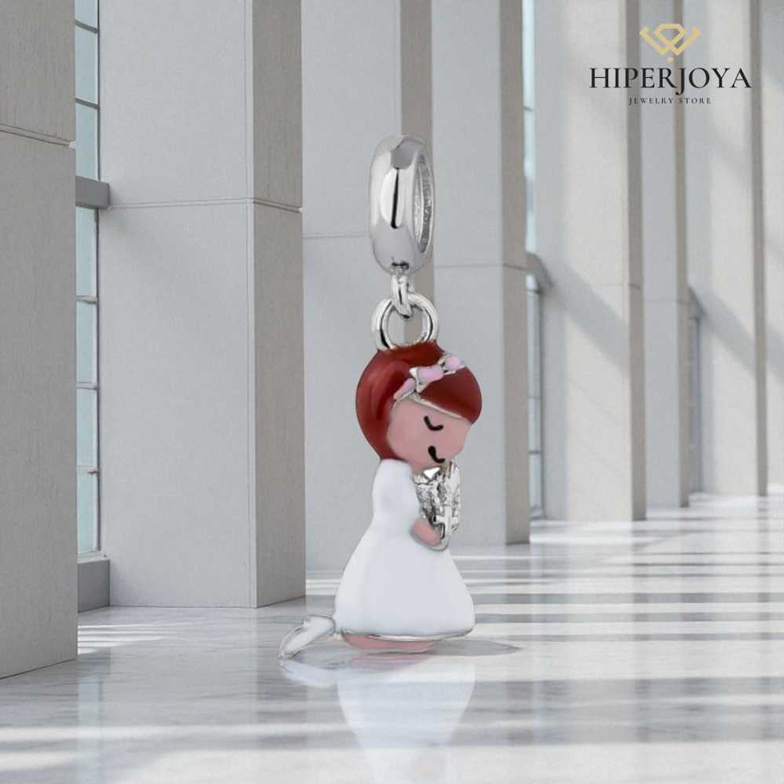 Abalorio niña comunión rezando plata 2