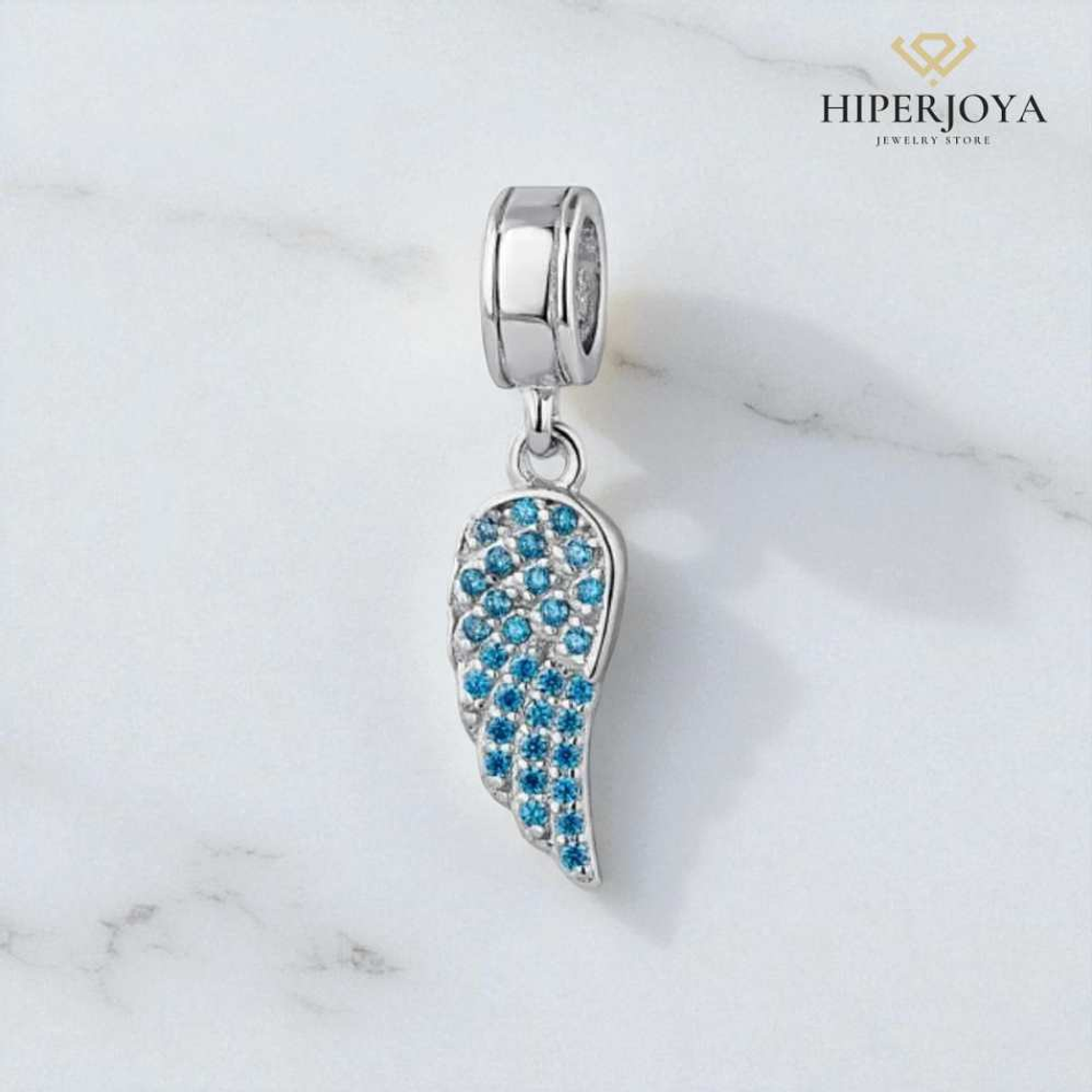 Abalorio ala azul plata 2