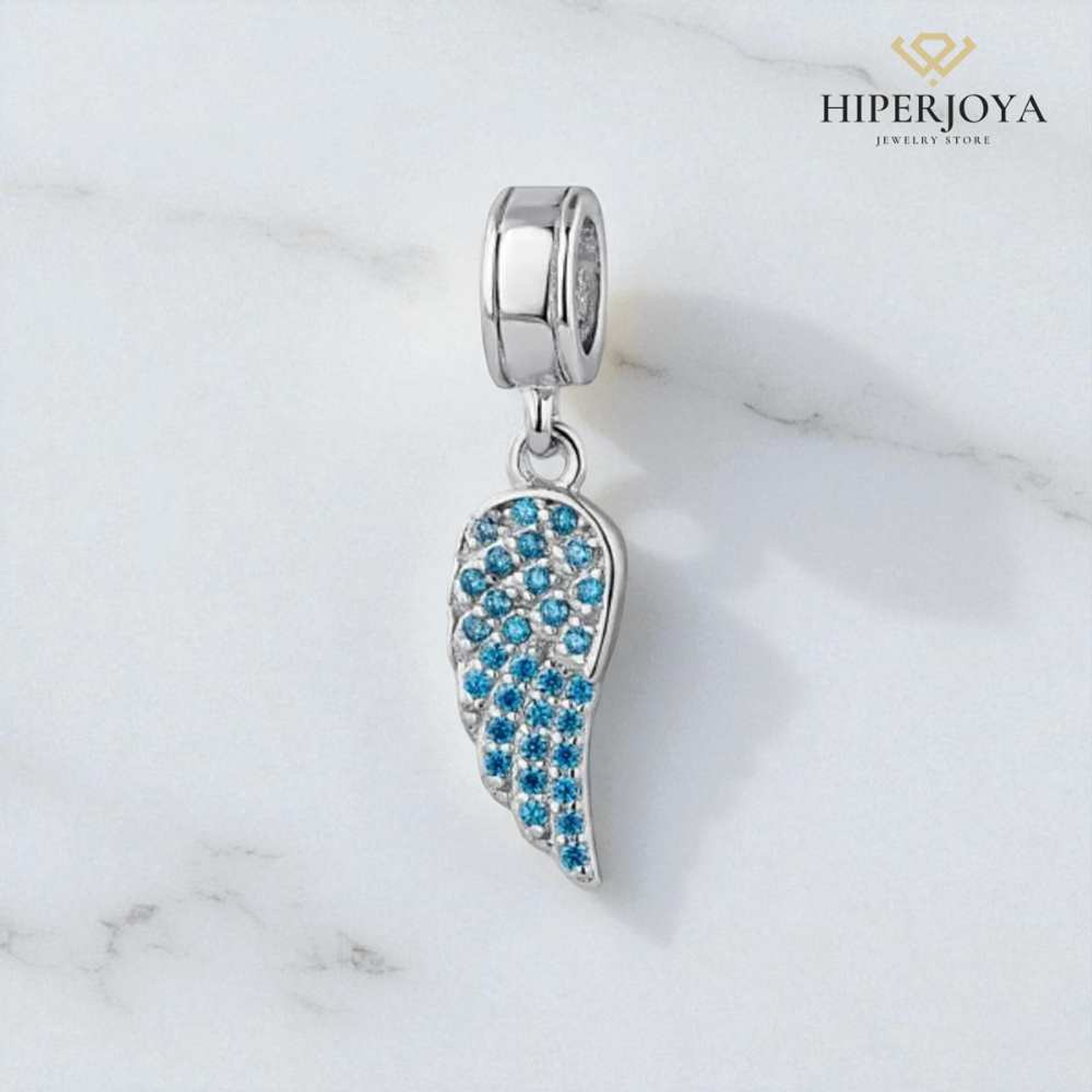 Abalorio ala azul plata 2