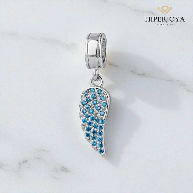 Abalorio ala azul plata 2