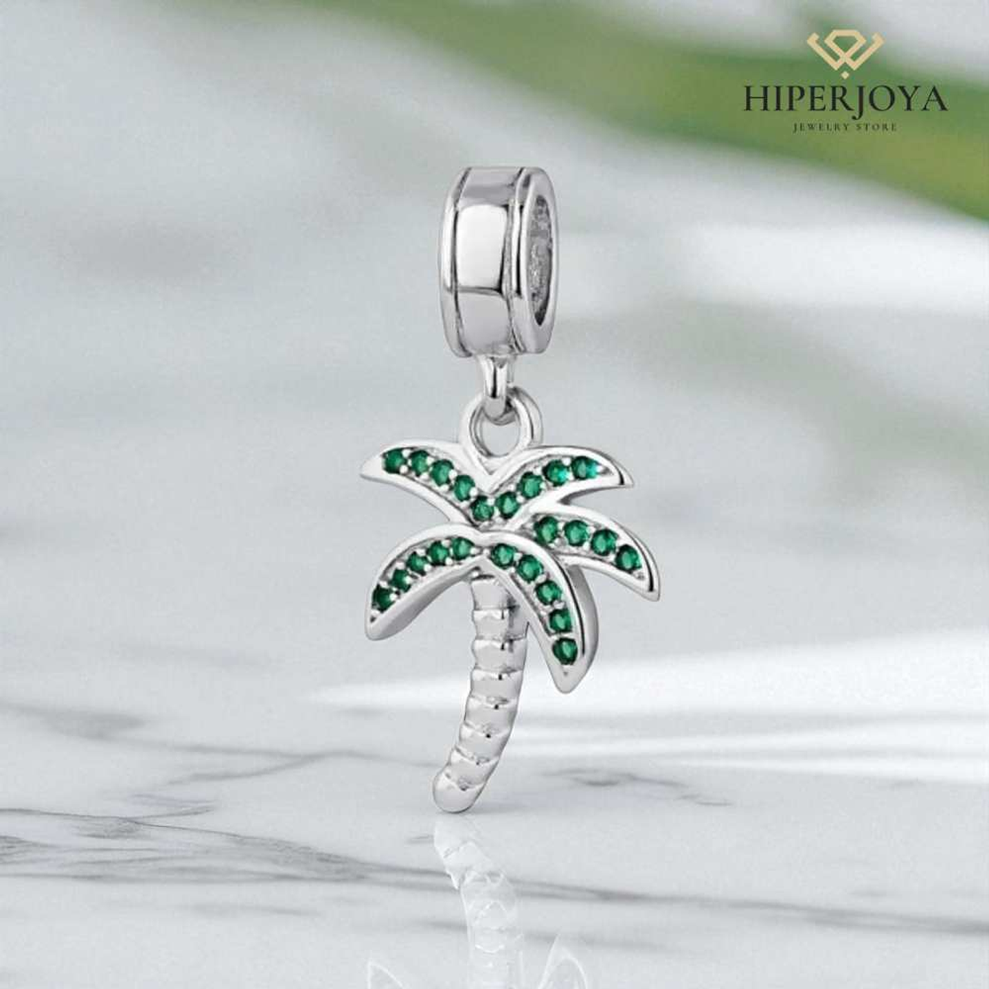 Abalorio palmera plata 2