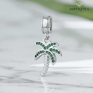 Silver palm tree bead