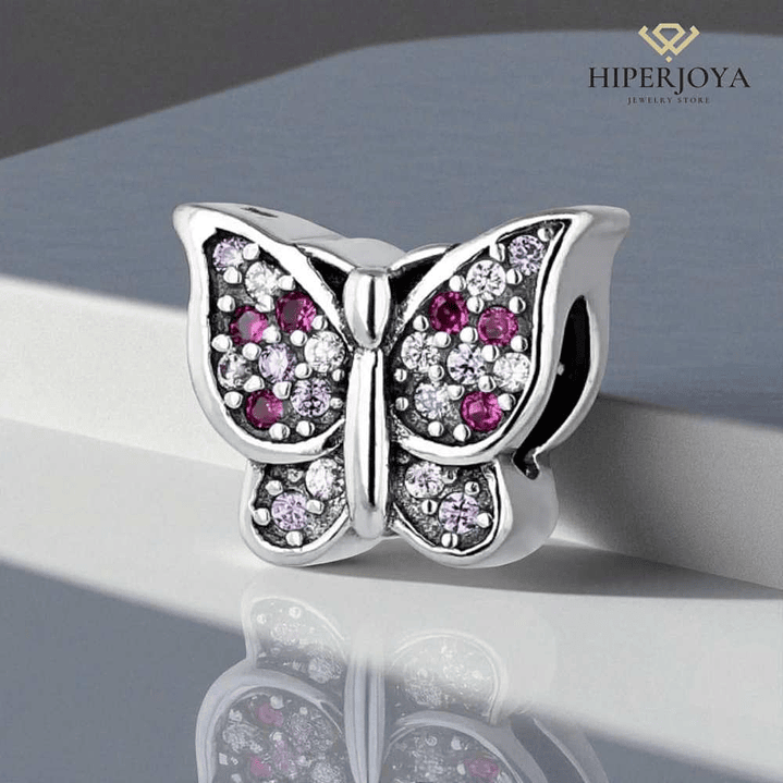 Abalorio mariposa circonitas plata 2