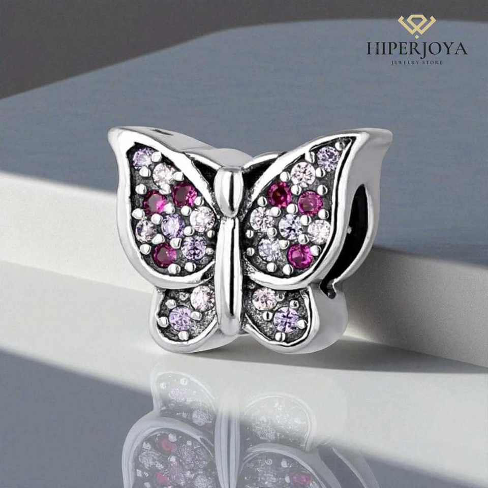 Abalorio mariposa circonitas plata 2