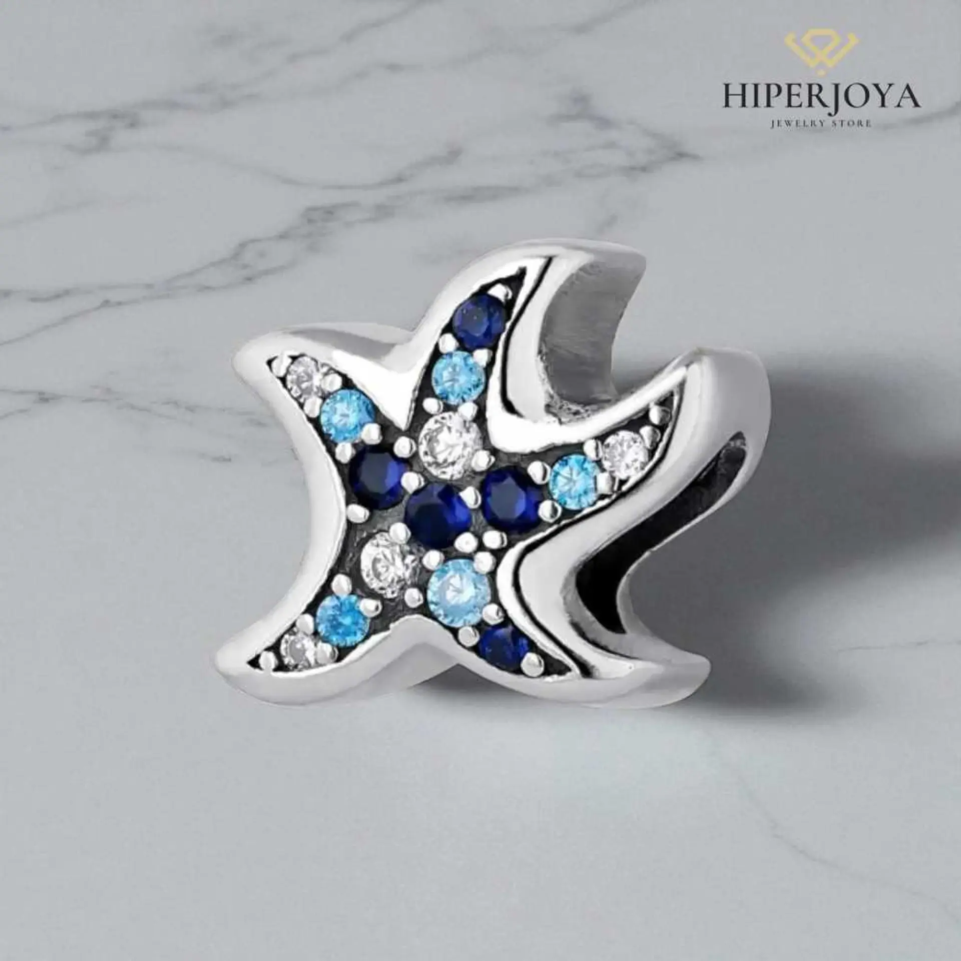 Silver starfish bead 2