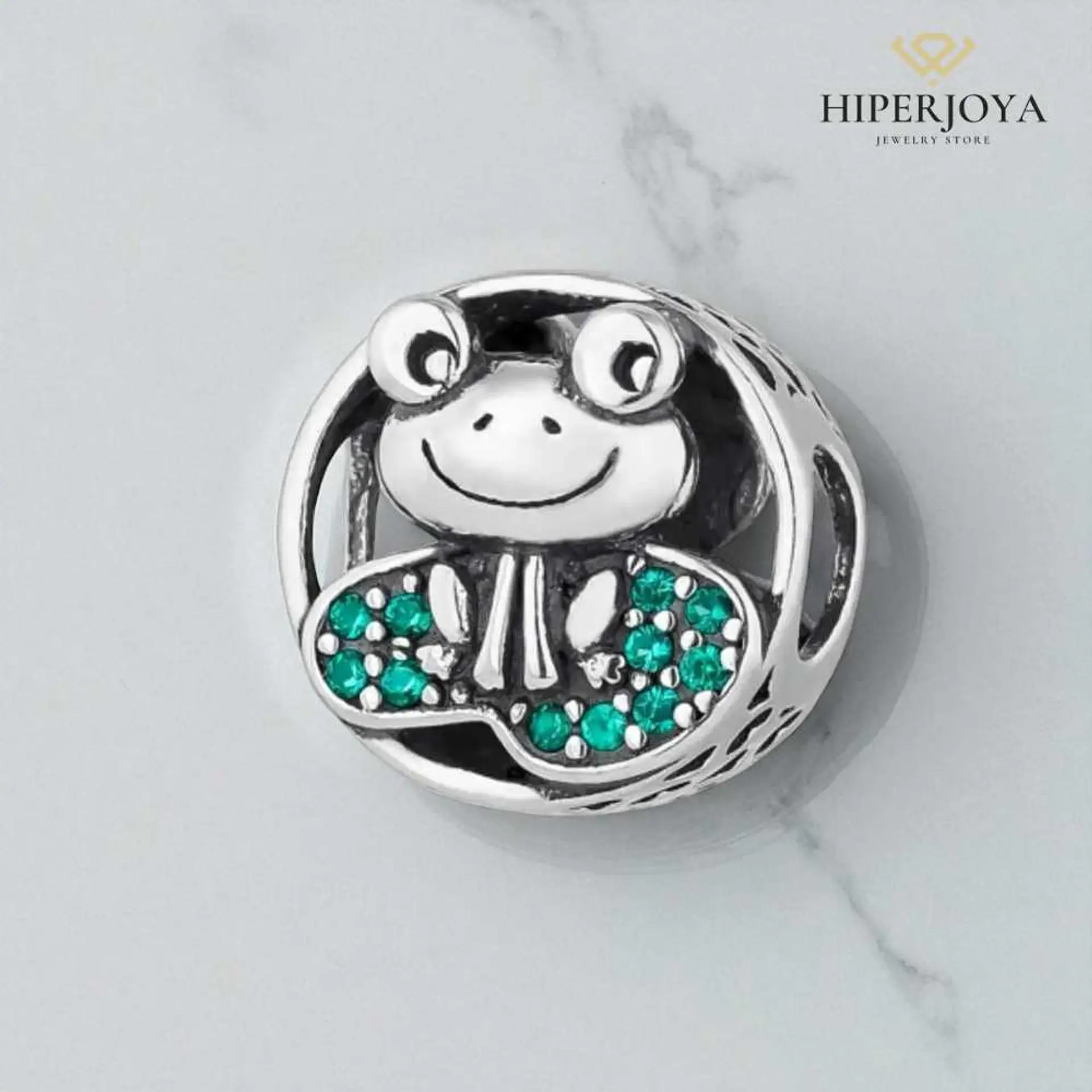 Silver frog bead  2