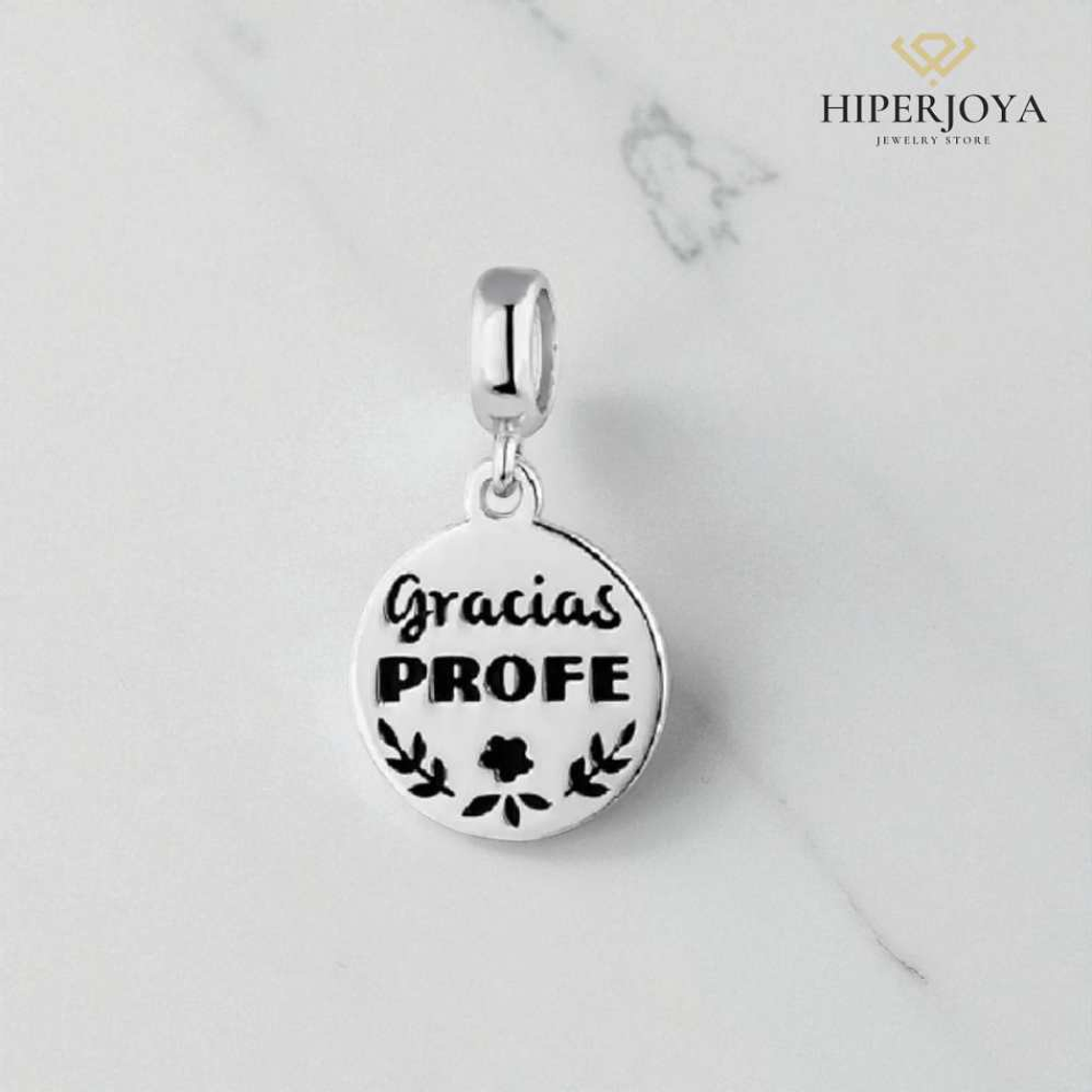 Abalorio disco gracias profe plata 2